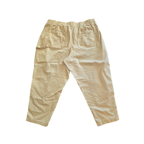 Old Navy 2X Yellow Pull-On Pants Comfort Waistband Utility Cropped Cotton Curvy - Picture 2 of 9